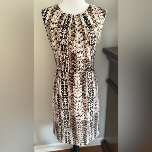 Dana Buchman Snake Print Dress - Brown and Cream - Picture 1 of 5